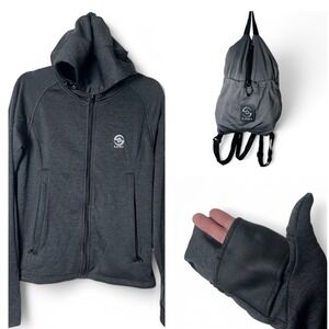 Loki Gear Full Zip Hooded Jacket Charcoal Heather Thumbholes Size S